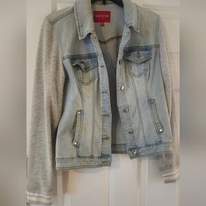 GUESS light Denim Jacket Gray Sleeves